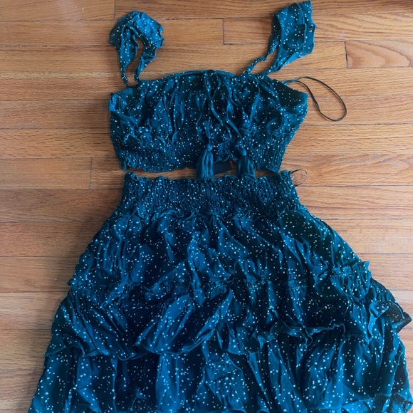 Kayla's Armoire Green Polka Dot Skirt Set Size Large - Picture 2 of 3